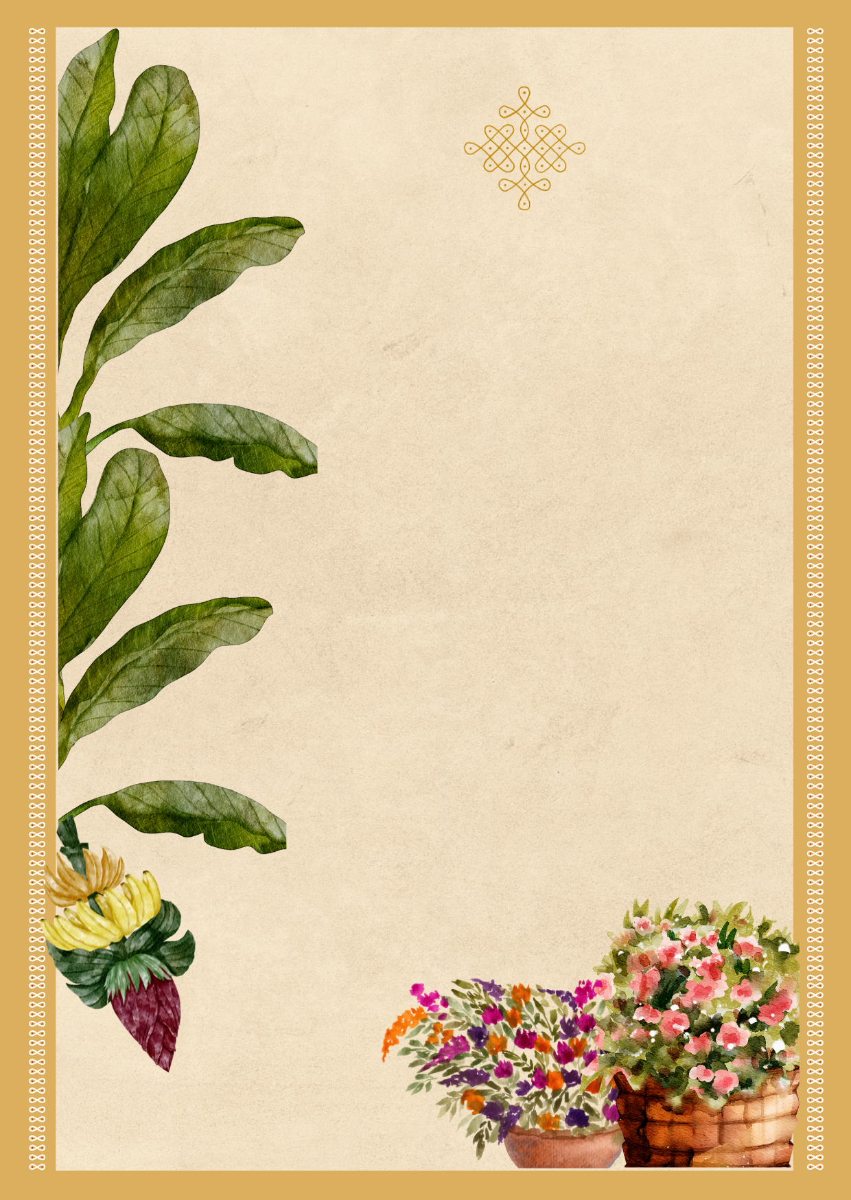 Gold and Beige Traditional Wedding Invitation