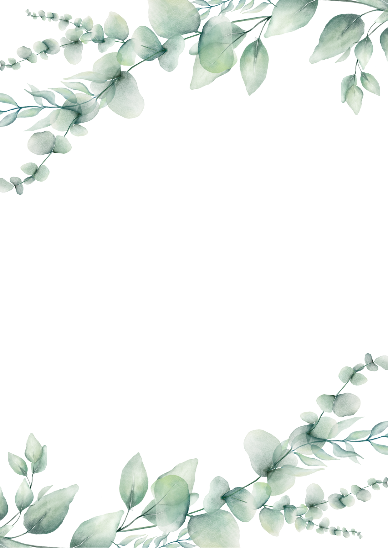 Green Floral Rustic Watercolor Wedding Invitation