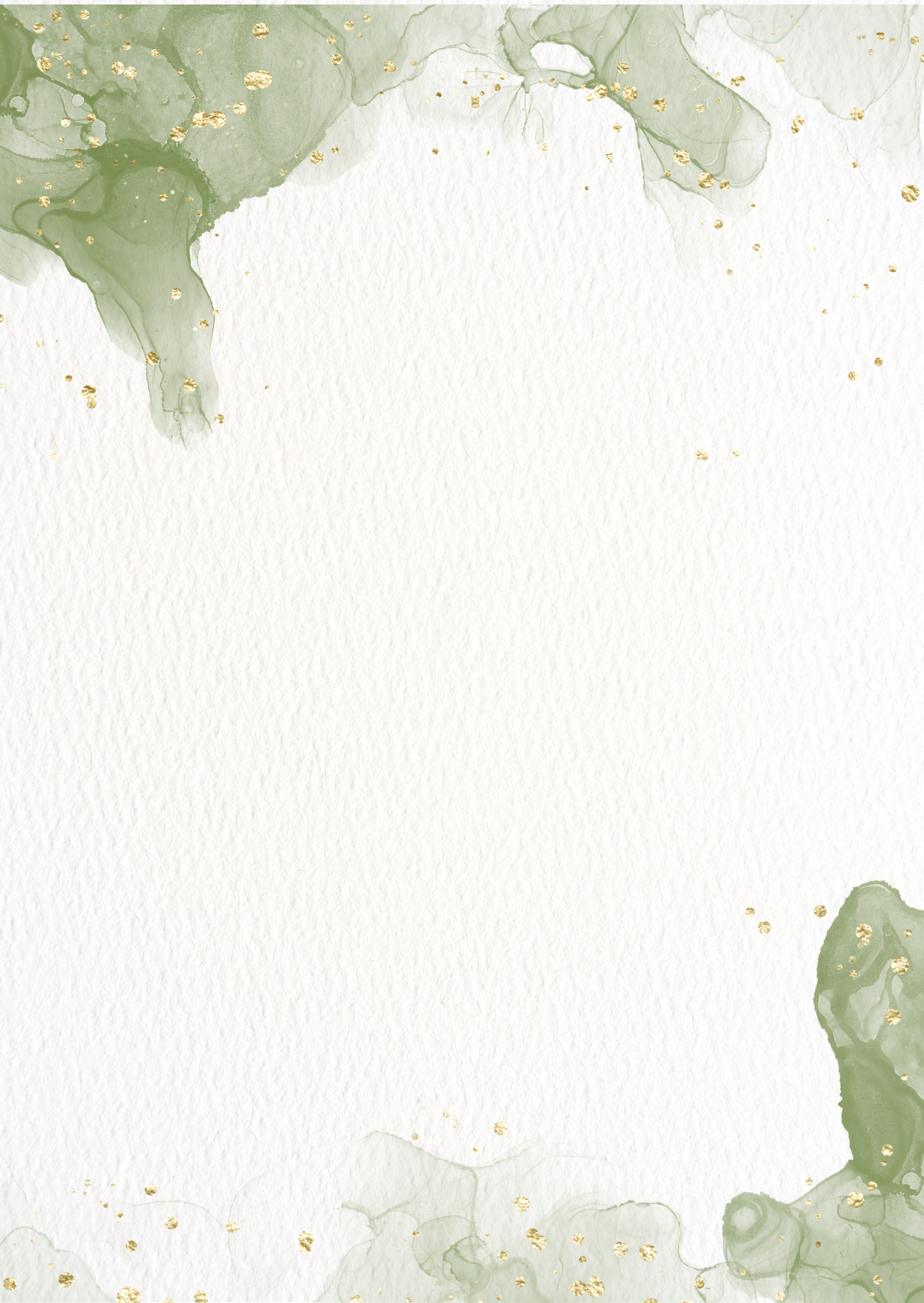 Green and Gold Watercolor Wedding Invitation