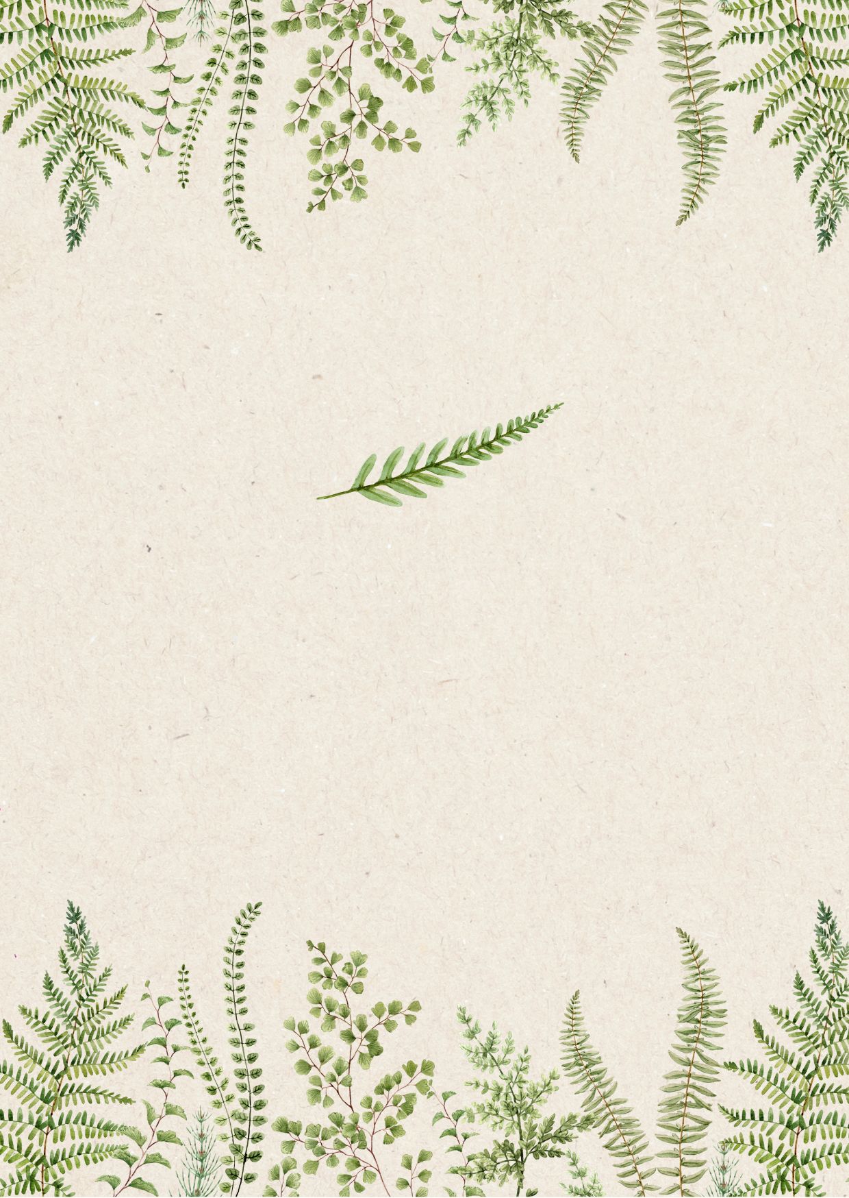 Beige And Green Floral Wedding Invitation