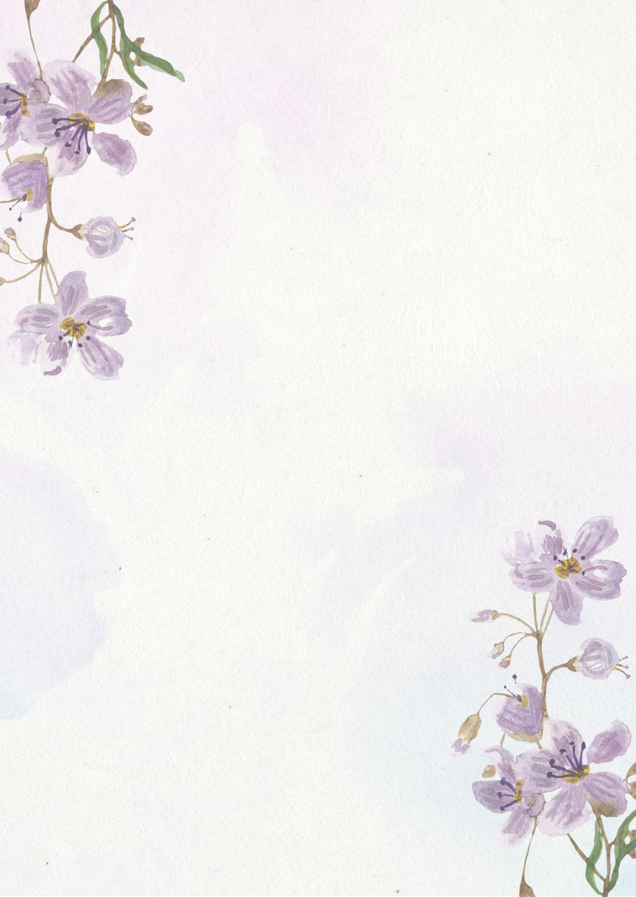 Purple Floral Watercolor Style Wedding Invitation